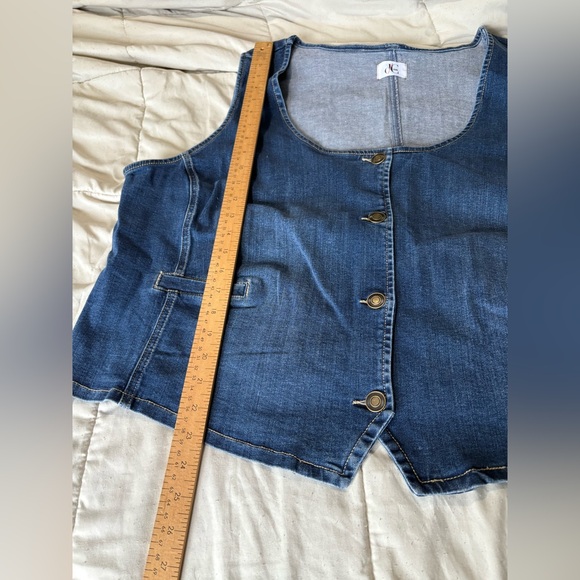 d/C vest Penningtons plus size 4X dark medium blue denim button front - Picture 10 of 11